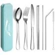 Portable Utensils Set with Case Stainless Steel Reusable | https://www.bestnamebadges.com