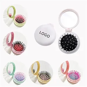 Portable Integrated Folding Plastic Airbag Comb With Mirror