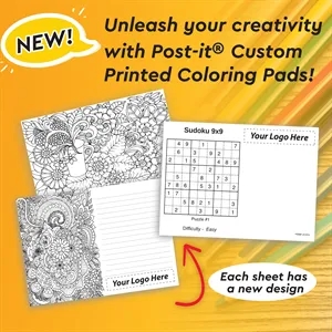 Post-it® Custom Printed Coloring Pads - 6" x 8"