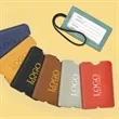 Vegan Leather Luggage Tag with Loop Strap | https://www.bestnamebadges.com