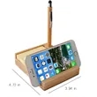 FSC Bamboo Sticky Note Dispenser with Pen Phone Desk Holder | https://www.bestnamebadges.com