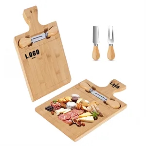 3 Piece Eco Friendly Bamboo Cheese Board Knife Set