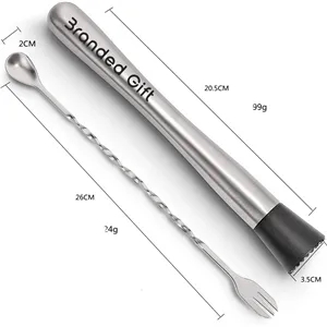 Stainless Steel Muddler and Mixing Spoon
