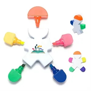 Unique Plastic Man Shaped 5 Colors Highlighter Pen