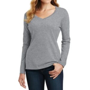 Port & Company® Ladies' Long Sleeve Fan Favorite V-Neck Tee | https://www.bestnamebadges.com