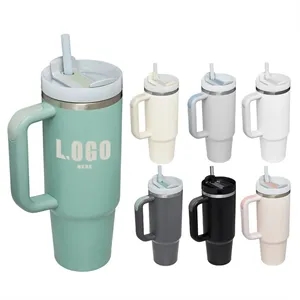 40oz Stainless Steel Handle Tumbler with Straw