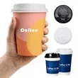 10OZ Full Color Double Wall Disposable Coffee Cups with Lid | https://www.bestnamebadges.com