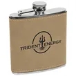 Stainless Steel Light Brown Leatherette Flask | https://www.bestnamebadges.com