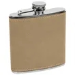 Stainless Steel Light Brown Leatherette Flask | https://www.bestnamebadges.com