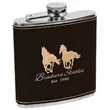 Stainless Steel Black/Gold Leatherette Flask | https://www.bestnamebadges.com