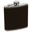 Stainless Steel Black/Gold Leatherette Flask | https://www.bestnamebadges.com