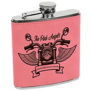 Stainless Steel Pink Leatherette Flask