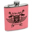 Stainless Steel Pink Leatherette Flask | https://www.bestnamebadges.com