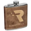 Stainless Steel Rustic/Gold Leatherette Flask | https://www.bestnamebadges.com