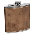 Stainless Steel Rustic/Gold Leatherette Flask | https://www.bestnamebadges.com