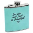Stainless Steel Teal Leatherette Flask | https://www.bestnamebadges.com