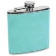 Stainless Steel Teal Leatherette Flask | https://www.bestnamebadges.com