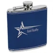 Stainless Steel Blue/Silver Leatherette Flask | https://www.bestnamebadges.com