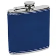 Stainless Steel Blue/Silver Leatherette Flask | https://www.bestnamebadges.com