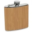 Stainless Steel Bamboo Leatherette Flask | https://www.bestnamebadges.com