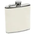Stainless Steel White Leatherette Flask | https://www.bestnamebadges.com