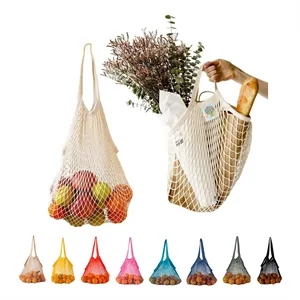 Long Handle Cotton Shopping Mesh Bag