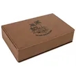 Stainless Steel Dark Brown Leatherette Flask Gift Set | https://www.bestnamebadges.com