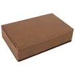 Stainless Steel Dark Brown Leatherette Flask Gift Set | https://www.bestnamebadges.com