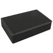 Stainless Steel Black/Gold Leatherette Flask Gift Set | https://www.bestnamebadges.com