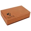 Stainless Steel Rawhide Leatherette Flask Gift Set | https://www.bestnamebadges.com