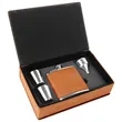 Stainless Steel Rawhide Leatherette Flask Gift Set | https://www.bestnamebadges.com