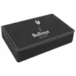 Stainless Steel Black/Silver Leatherette Flask Gift Set | https://www.bestnamebadges.com