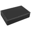 Stainless Steel Black/Silver Leatherette Flask Gift Set | https://www.bestnamebadges.com