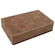 Stainless Steel Rustic/Gold Leatherette Flask Gift Set | https://www.bestnamebadges.com