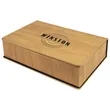 Stainless Steel Bamboo Leatherette Flask Gift Set | https://www.bestnamebadges.com