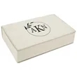 Stainless Steel White Leatherette Flask Gift Set | https://www.bestnamebadges.com
