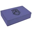 Stainless Steel Purple Leatherette Flask Gift Set | https://www.bestnamebadges.com