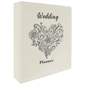 11"x11.5" White Leatherette 3 Ring Binder w/ 2" D-Rings