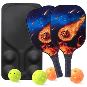 Fiberglass Pickleball Paddle & Ball Set w/ EVA Bag | https://www.bestnamebadges.com