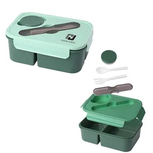 50MOQ Large Capacity Wheat Straw Lunch Box With Fork Spoon
