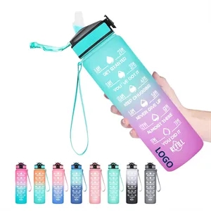 Time-Marked 32oz Sports Water Bottle With Straw