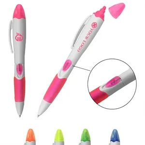 2-In-1 Two-Tipped Highlighter with Ballpoint Pen Combo