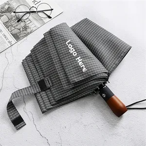 Wooden Handle Foldable Automatic Umbrella