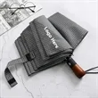 Wooden Handle Foldable Automatic Umbrella | https://www.bestnamebadges.com