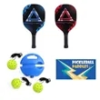 Wooden Pickleball Set w/ Rebound Trainer | https://www.bestnamebadges.com
