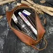 Premium Leather Toiletry Travel Pouch | https://www.bestnamebadges.com