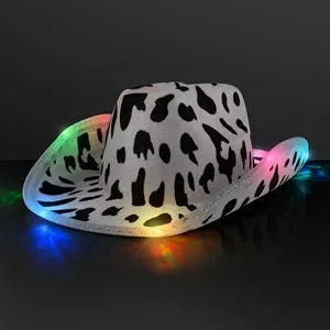 LED Cow Print Hat, Color-Change Cowgirl Hats