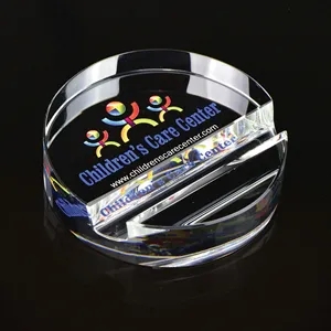 Round Crystal Phone Stand Paperweight | https://www.bestnamebadges.com