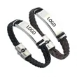 Custom Stainless Steel Leather Bracelet | https://www.bestnamebadges.com