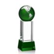 Luz Globe Award on Base - Green/Silver | https://www.bestnamebadges.com